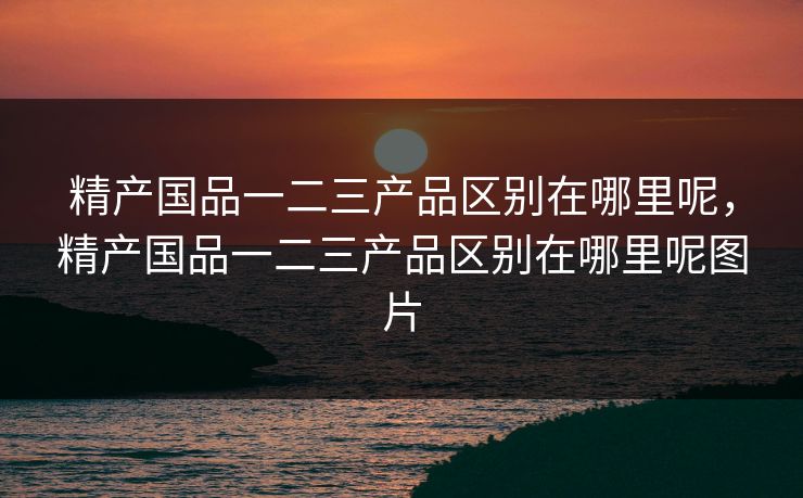 精产国品一二三产品区别在哪里呢，精产国品一二三产品区别在哪里呢图片