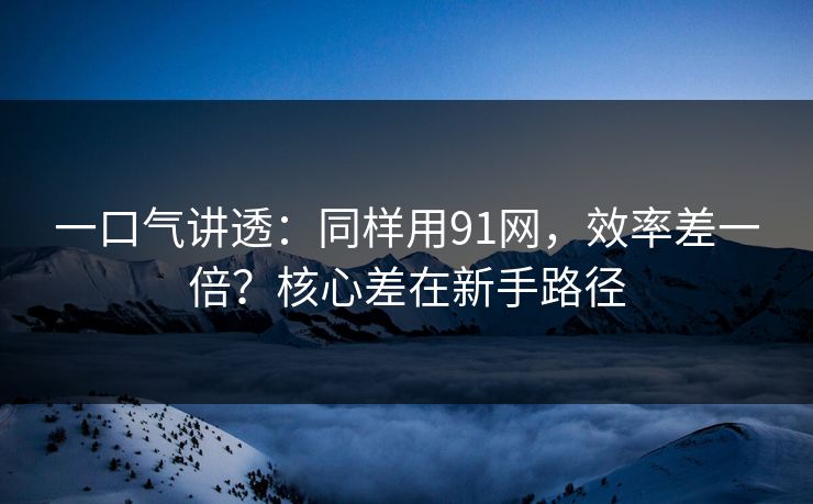 一口气讲透:同样用91网,效率差一倍?核心差在新手路径 一口气讲透:同样用91网,效率差一倍?核心差在新手路径
